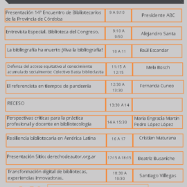 Programa 14° Encuentro de Bibliotecarios de la Provincia de Córdoba