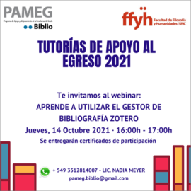 Webinar: Aprende a utilizar el Gestor de Bibliografía Zotero – 14 de Octubre