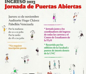 Jornada de Puertas Abiertas FFyH – 10 de Noviembre – Ingreso 2023 Jornada de Puertas Abiertas FFyH – 10 de Noviembre – Ingreso 2023