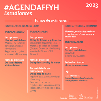 Estudiantes – Turnos de exámenes – Fechas importantes a agendar