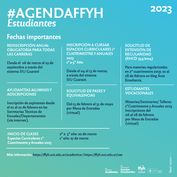 Estudiantes – Inscripciones – Fechas importantes a agendar