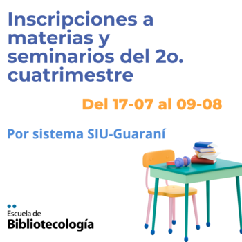 Inscripción a materias y seminarios del 2o. cuatrimestre Inscripción a materias y seminarios del 2o. cuatrimestre